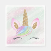 Schöner Cartoon Unicorn W/ Rainbow Serviette (Vorderseite)