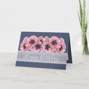 Schöner Chic Floral Bouquet Pink Poppy Geburtstag Karte