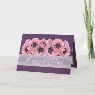 Schöner Chic Floral Bouquet Pink Poppy Geburtstag Karte