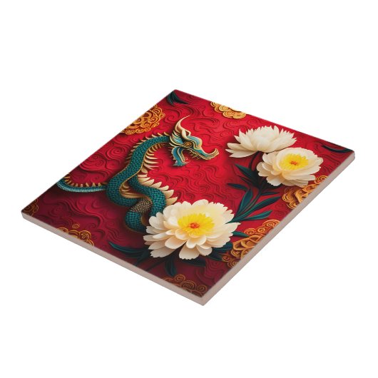 Schöner chinesischer Drache Neujahr 2024 CerT2 Fliese (Seite)