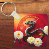 Schöner chinesischer Drache Neujahr 2024 Monogram  Schlüsselanhänger (Vorderseite)