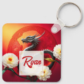 Schöner chinesischer Drache Neujahr 2024 Monogram  Schlüsselanhänger (Rückseite)