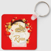 Schöner chinesischer Drache Neujahr 2024 Monogram  Schlüsselanhänger (Rückseite)