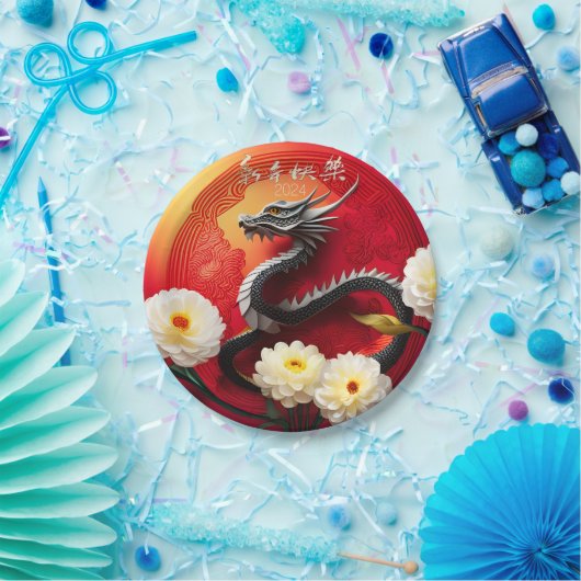 Schöner chinesischer Drache Neujahr 2024 PPRP Pappteller (Party)