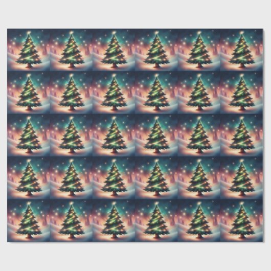 Schöner Christbaum im Winterwald Geschenkpapier (Flach)