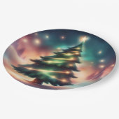 Schöner Christbaum im Winterwald Pappteller (Schrägansicht)