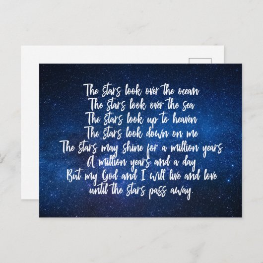 Schöner Christlicher Gebet Stars Gedicht Night Sky Postkarte (Vorne/Hinten)