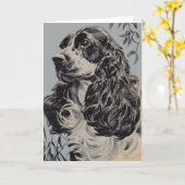 schöner Cocker Spaniel Karte (Gelbe Blume)