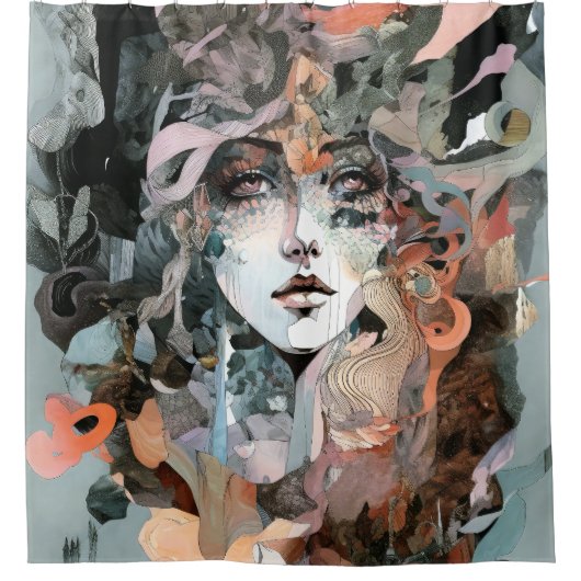 Schöner Collage Duschvorhang (Vorderseite)