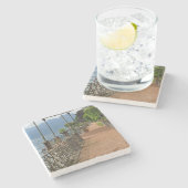 Schöner Comer See Italien Garten Terrasse Steinuntersetzer (Seitenansicht)