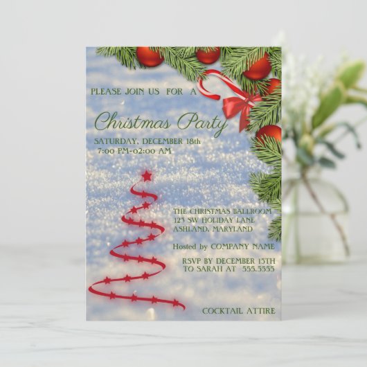 Schöner Cooler Weihnachtsbaum Einladung (Stehend Vorderseite)