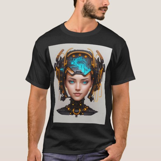 Schöner Cyborg Kopf mit Schaltkreisen T-Shirt (Vorderseite)