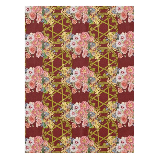 Schöner Davidsstern Mit Blumen auf Kastanienbraun Tischdecke (Vorderseite)