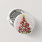 Schöner, dekorierter Weihnachtsbaum Button (Vorne & Hinten)