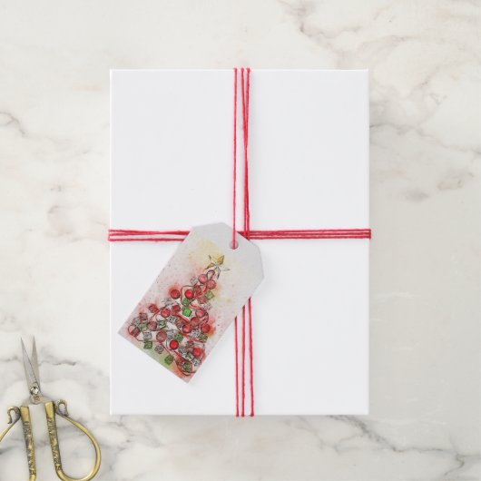 Schöner, dekorierter Weihnachtsbaum Geschenkanhänger (Mit Garn)
