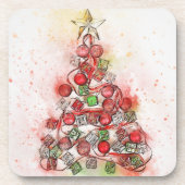 Schöner, dekorierter Weihnachtsbaum Getränkeuntersetzer (Vorderseite)