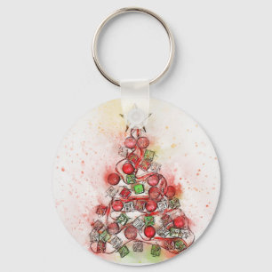 Schöner, dekorierter Weihnachtsbaum Schlüsselanhänger