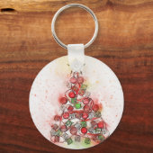 Schöner, dekorierter Weihnachtsbaum Schlüsselanhänger (Vorderseite)