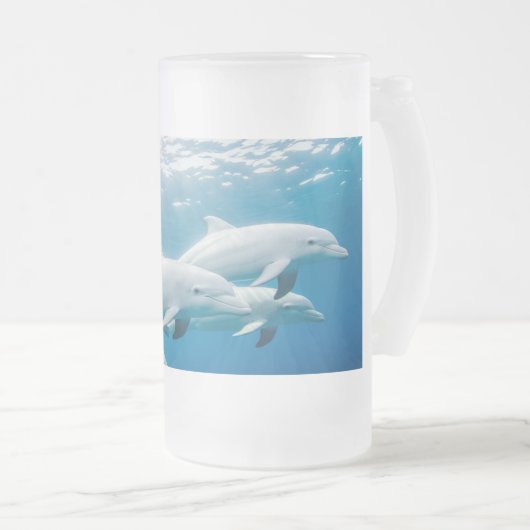 schöner Delfin Mattglas Bierglas (VorderseiteRechts)