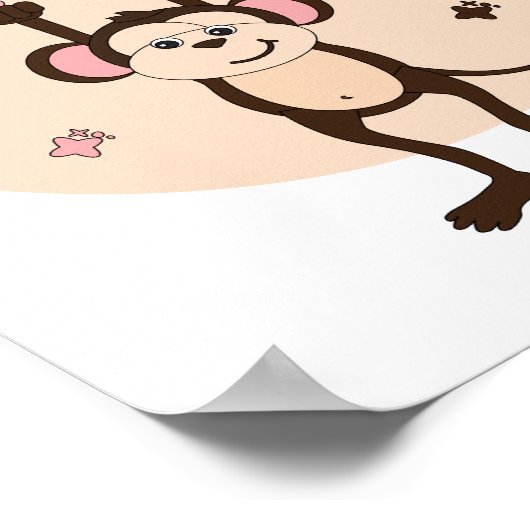 Schöner Desaster Kawaii Funny Monkey Pink Brown Poster (Ecke)