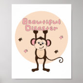 Schöner Desaster Kawaii Funny Monkey Pink Brown Poster (Vorne)