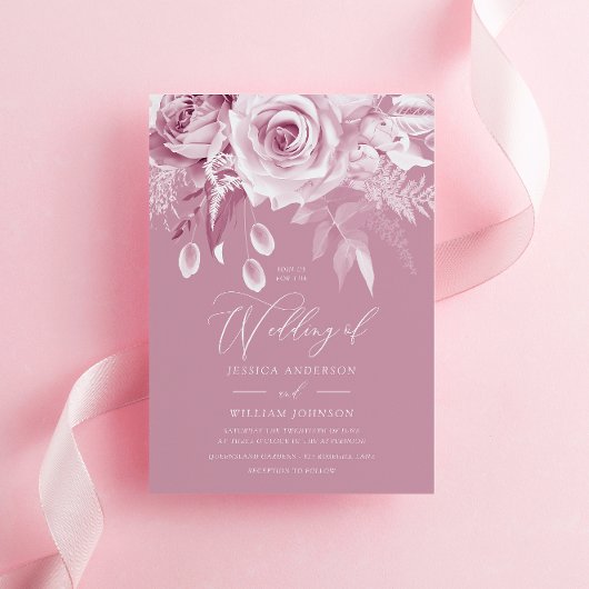 Schöner Designer Dusty Pink Rose Wedding Einladung