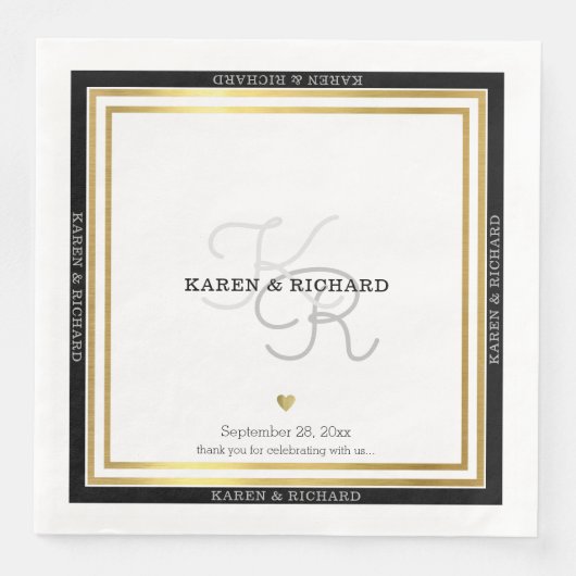 Schöner detaillierter mit Monogramm Empfang / weiß Serviette (Vorderseite)