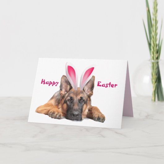 Schöner deutscher Schäferhund Bunny Ears Happy Oas Karte (Vorderseite)