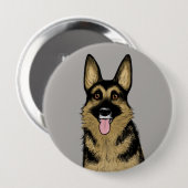 Schöner Deutscher Schäferhund Cartoon Haustier Kun Button (Vorne & Hinten)