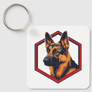 Schöner Deutscher Schäferhund in einem sechseckige Schlüsselanhänger