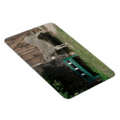 Schöner Donkey neben der hölzernen grünen Bank Magnet (Rechte Seite)