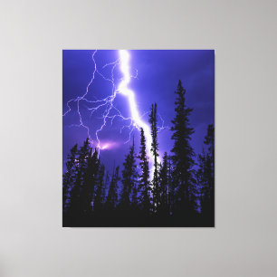 schöner Donner über dem Wald Leinwanddruck