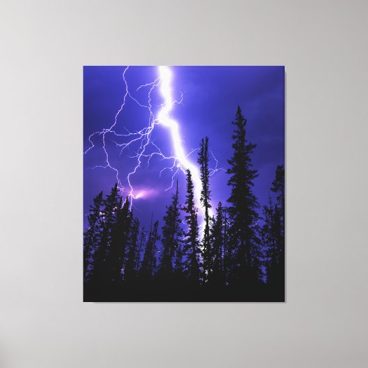 schöner Donner über dem Wald Leinwanddruck (Vorderseite)