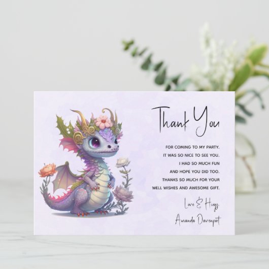 Schöner Drache mit eleganter Krone Dankeskarte (Stehend Vorderseite)