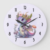 Schöner Drache mit eleganter Krone Große Wanduhr (Vorderseite)