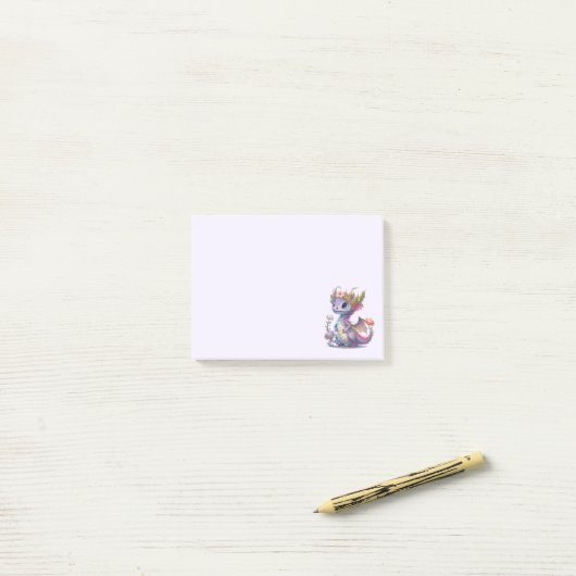 Schöner Drache mit eleganter Krone Post-it Klebezettel (Auf Schreibtisch)