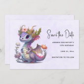 Schöner Drache mit eleganter Krone Save The Date (Vorne/Hinten)