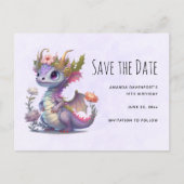 Schöner Drache mit eleganter Krone Save the Date Einladungspostkarte (Vorderseite)