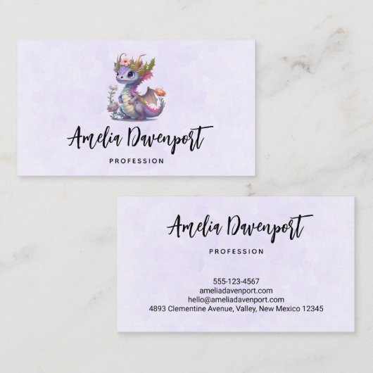 Schöner Drache mit eleganter Krone Visitenkarte (Vorne/Hinten)