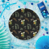 Schöner, dunkelmoody, botanischer Druck Pappteller (Party)