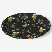 Schöner, dunkelmoody, botanischer Druck Pappteller (Schrägansicht)