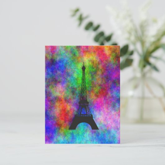 Schöner Eiffelturm Paris farbenfroher Stoffeffekt Postkarte (Stehend Vorderseite)