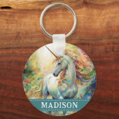 Schöner Einhorn-Schlüsselanhänger mit Individuelle Schlüsselanhänger (Vorderseite)