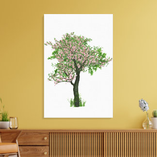 Schöner einsamer Baum mit kleinen rosa Blume Leinwanddruck