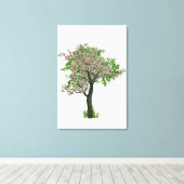 Schöner einsamer Baum mit kleinen rosa Blume Leinwanddruck (Insitu (Holzboden))