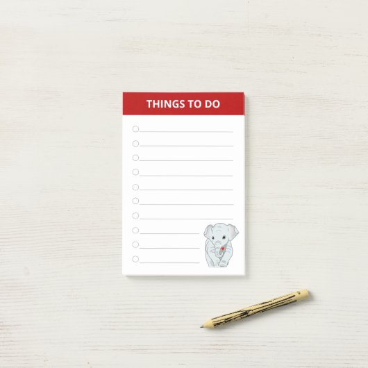 Schöner Elefant, der ein Herz hält Post-it Klebezettel (Auf Schreibtisch)