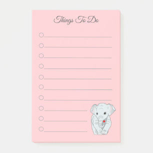 Schöner Elefant, der ein Herz hält, was zu tun Po Post-it Klebezettel