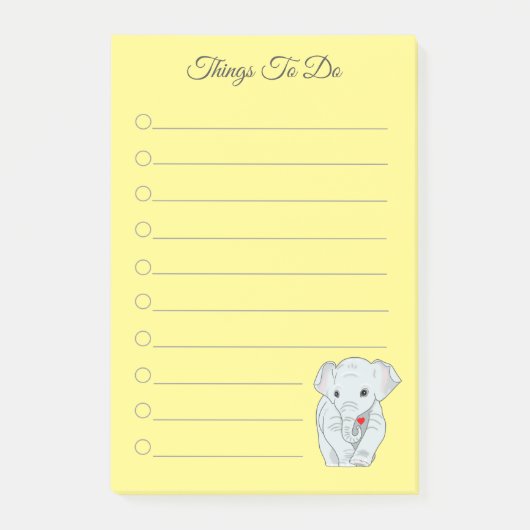 Schöner Elefant, der ein Herz hält, was zu tun Po Post-it Klebezettel (Vorderseite)