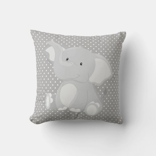 Schöner Elefant Grau und Weiß Polka Dot Kissen (Vorderseite)