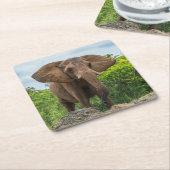 Schöner Elefant im Gras spielen Rechteckiger Pappuntersetzer (angewinkelt)